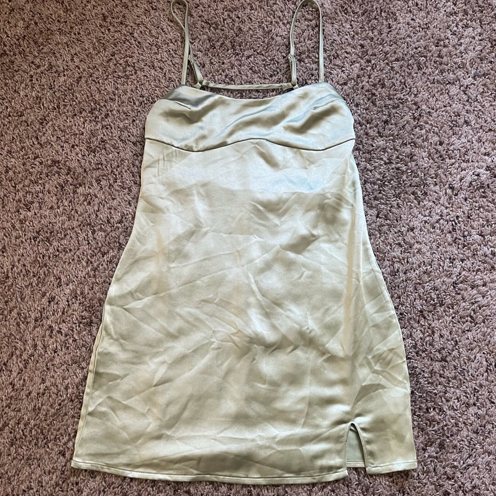 La Hearts Light Green Satin Dress